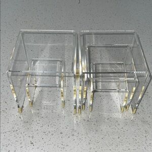 Clear Acrylic Nesting Tables with Gold Accents